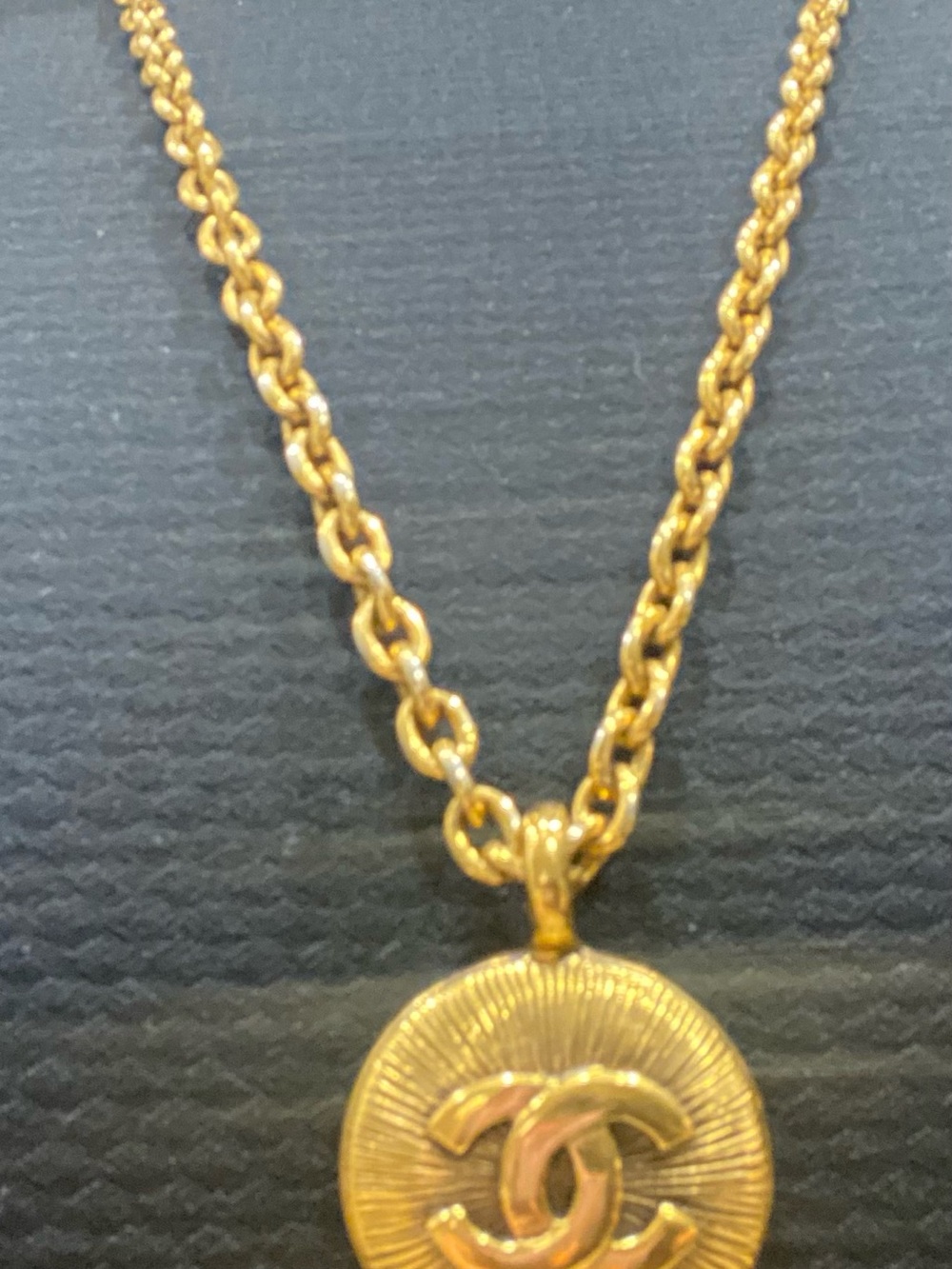 CHANEL Gold-Tone CC Medallion Pendant Necklace